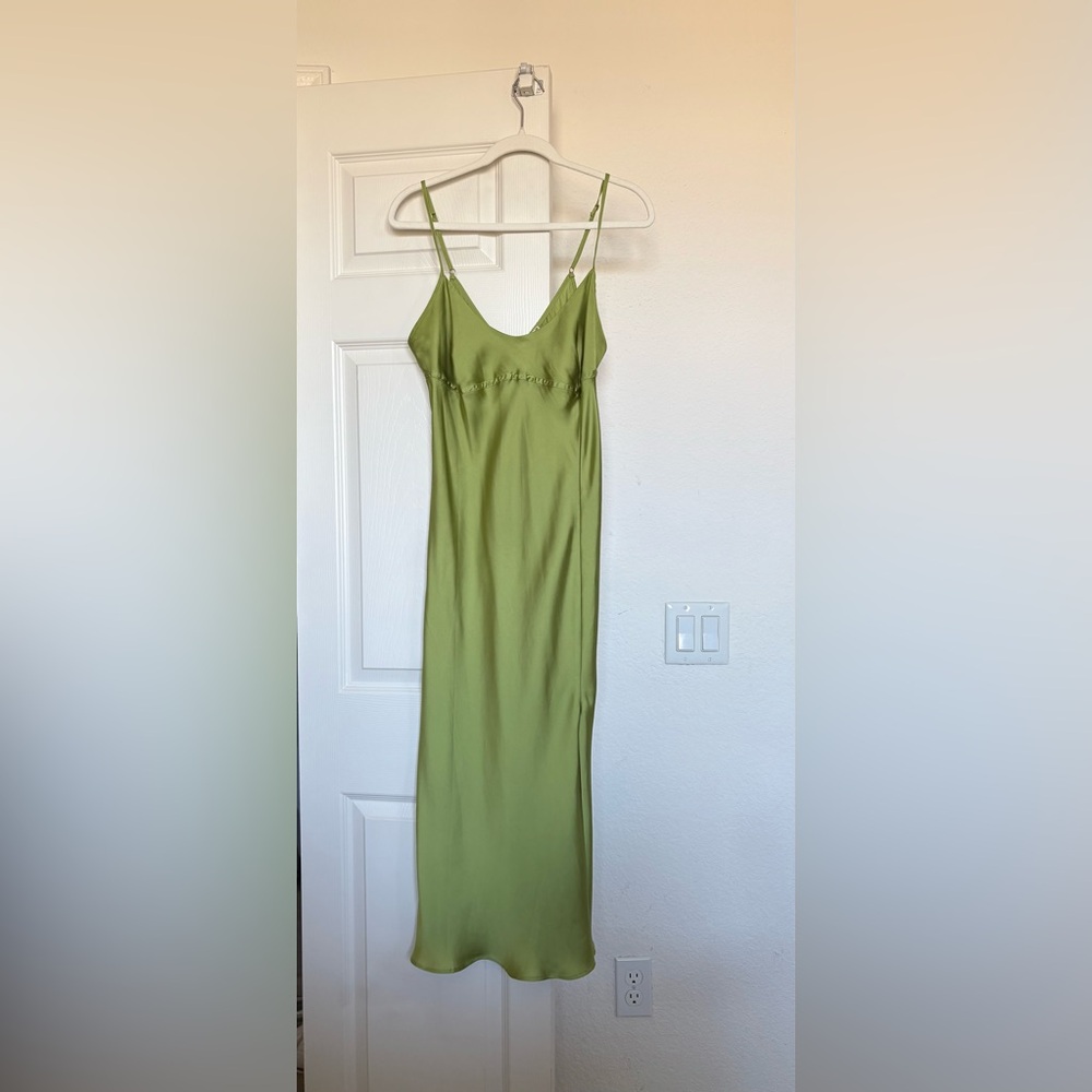 Free People Green Satin Slip Dress